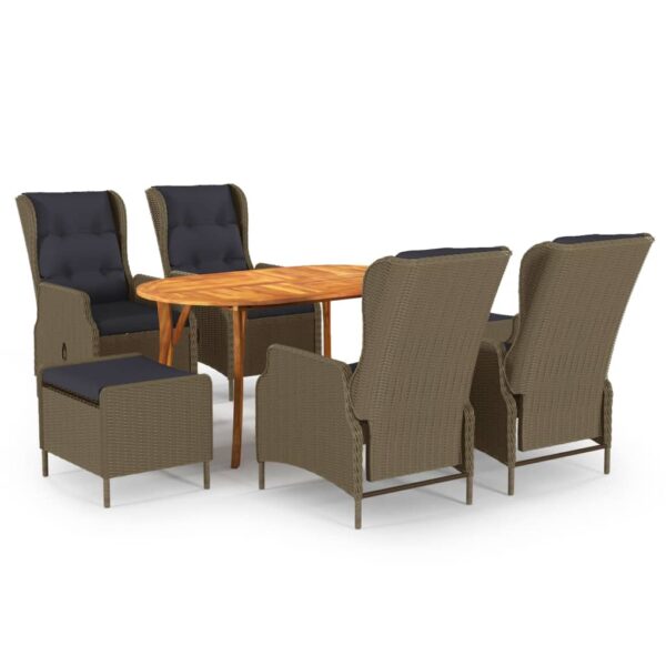 vidaXL 7 Piece Patio Dining Set Brown