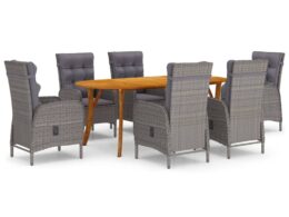 vidaXL 7 Piece Patio Dining Set Gray