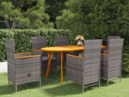 vidaXL 7 Piece Patio Dining Set Gray