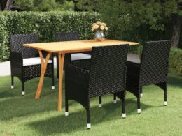 vidaXL 5 Piece Patio Dining Set Black
