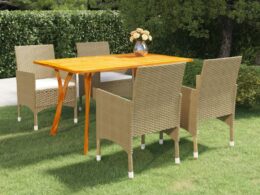 vidaXL 5 Piece Patio Dining Set Beige