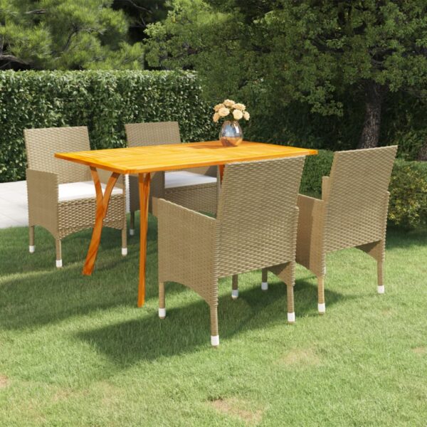 vidaXL 5 Piece Patio Dining Set Beige