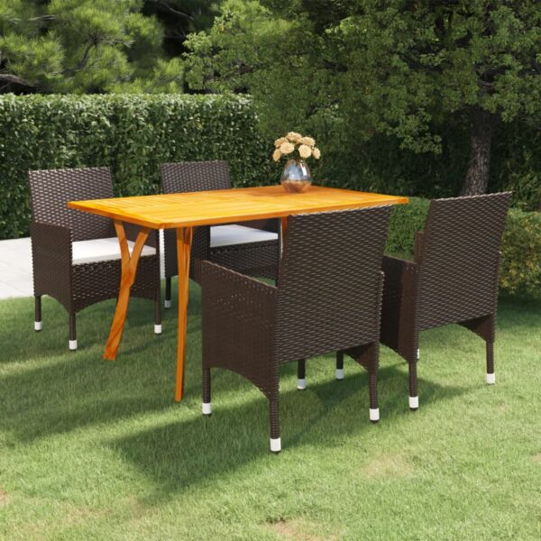 vidaXL 5 Piece Patio Dining Set Brown