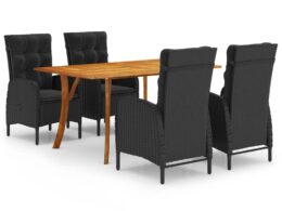 vidaXL 5 Piece Patio Dining Set Black