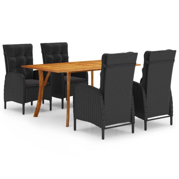 vidaXL 5 Piece Patio Dining Set Black