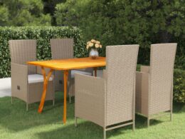 vidaXL 5 Piece Patio Dining Set Beige