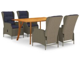 vidaXL 5 Piece Patio Dining Set Brown