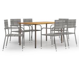 vidaXL 7 Piece Patio Dining Set Poly Rattan Anthracite