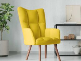 vidaXL Relaxing Chair Mustard Yellow Velvet