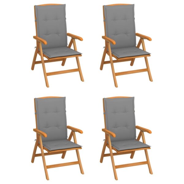 vidaXL Reclining Patio Chairs with Cushions 4 pcs Solid Teak Wood