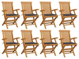 vidaXL Patio Chairs with Anthracite Cushions 8 pcs Solid Teak Wood
