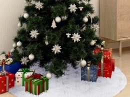 vidaXL Luxury Christmas Tree Skirt White 59.1" Faux