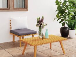 vidaXL 2 Piece Patio Lounge Set with Cushions Solid Acacia Wood