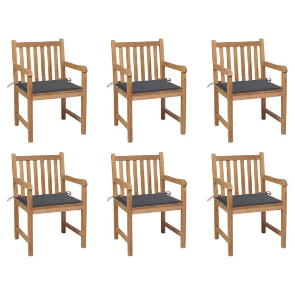 vidaXL Patio Chairs 6 pcs with Anthracite Cushions Solid Teak Wood