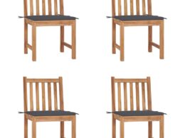 vidaXL Patio Chairs 4 pcs with Cushions Solid Teak Wood