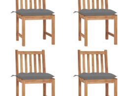vidaXL Patio Chairs 4 pcs with Cushions Solid Teak Wood