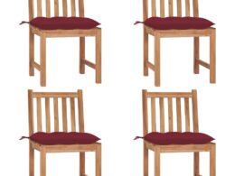 vidaXL Patio Chairs 4 pcs with Cushions Solid Teak Wood