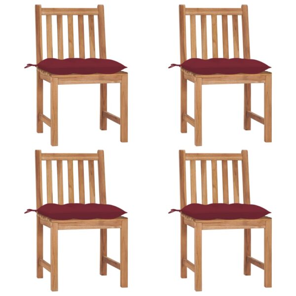 vidaXL Patio Chairs 4 pcs with Cushions Solid Teak Wood