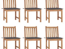 vidaXL Patio Chairs 6 pcs with Cushions Solid Teak Wood