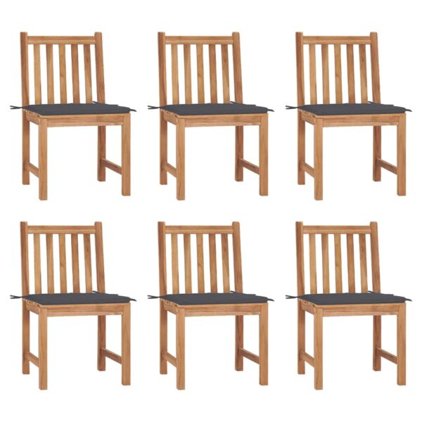 vidaXL Patio Chairs 6 pcs with Cushions Solid Teak Wood