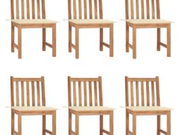 vidaXL Patio Chairs 6 pcs with Cushions Solid Teak Wood