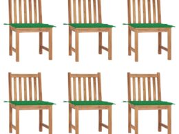 vidaXL Patio Chairs 6 pcs with Cushions Solid Teak Wood