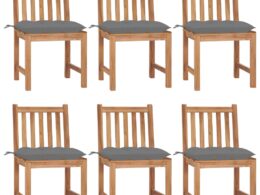 vidaXL Patio Chairs 6 pcs with Cushions Solid Teak Wood