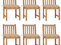 vidaXL Patio Chairs 6 pcs with Cushions Solid Teak Wood