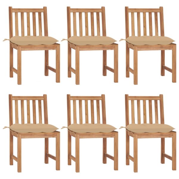 vidaXL Patio Chairs 6 pcs with Cushions Solid Teak Wood