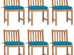 vidaXL Patio Chairs 6 pcs with Cushions Solid Teak Wood