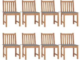 vidaXL Patio Chairs 8 pcs with Cushions Solid Teak Wood