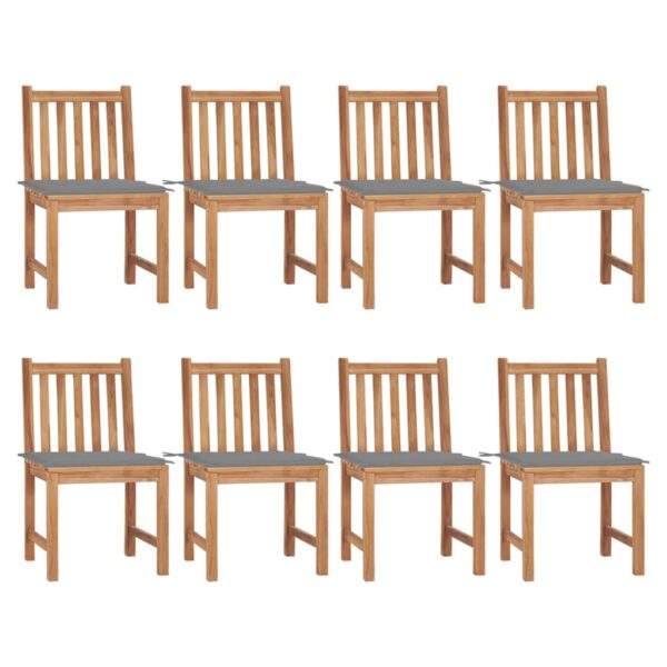 vidaXL Patio Chairs 8 pcs with Cushions Solid Teak Wood