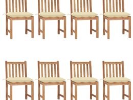 vidaXL Patio Chairs 8 pcs with Cushions Solid Teak Wood