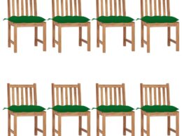vidaXL Patio Chairs 8 pcs with Cushions Solid Teak Wood