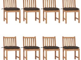 vidaXL Patio Chairs 8 pcs with Cushions Solid Teak Wood