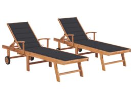 vidaXL Sun Loungers 2 pcs with Anthracite Cushion Solid Teak Wood