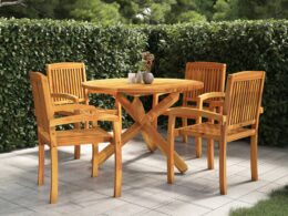 vidaXL 5 Piece Patio Dining Set Solid Wood Teak
