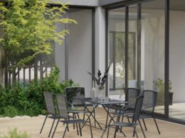vidaXL 7 Piece Patio Dining Set Steel Anthracite
