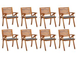 vidaXL Patio Chairs with Cushions 8 pcs Solid Acacia Wood