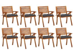 vidaXL Patio Chairs with Cushions 8 pcs Solid Acacia Wood
