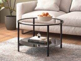 vidaXL Tea Table Black and Transparent 27.6" Tempered Glass