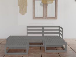 vidaXL 5 Piece Patio Lounge Set Gray Solid Pinewood