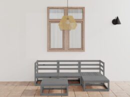 vidaXL 5 Piece Patio Lounge Set Gray Solid Pinewood