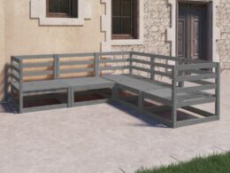 vidaXL 5 Piece Patio Lounge Set Gray Solid Pinewood