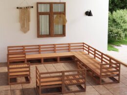 vidaXL 13 Piece Patio Lounge Set Solid Pinewood