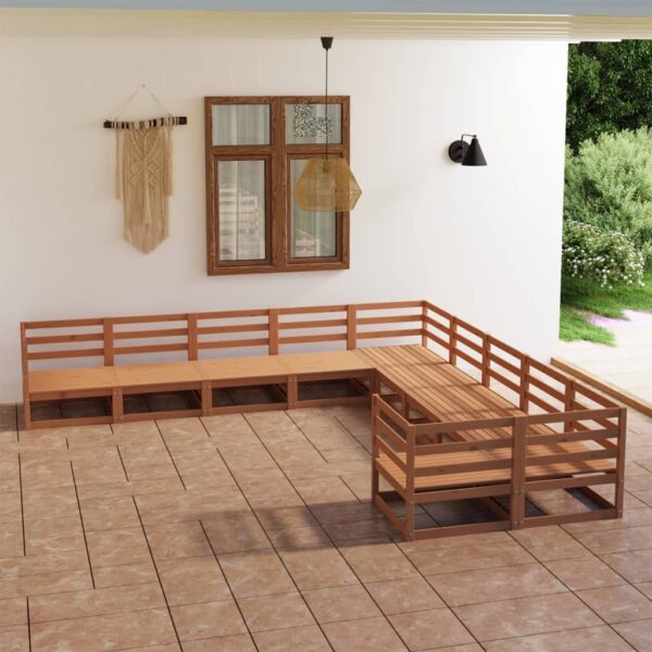 vidaXL 10 Piece Patio Lounge Set Solid Pinewood