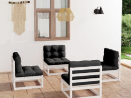 vidaXL 4 Piece Patio Lounge Set with Cushions Solid Wood Pine