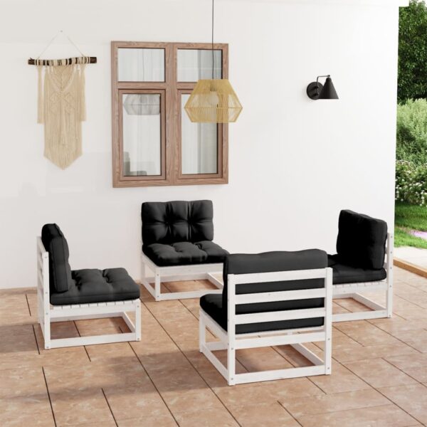 vidaXL 4 Piece Patio Lounge Set with Cushions Solid Wood Pine