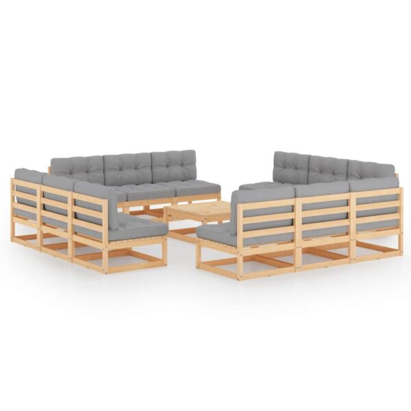 vidaXL 13 Piece Patio Lounge Set with Cushions Solid Pinewood