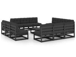 vidaXL 13 Piece Patio Lounge Set with Cushions Solid Pinewood
